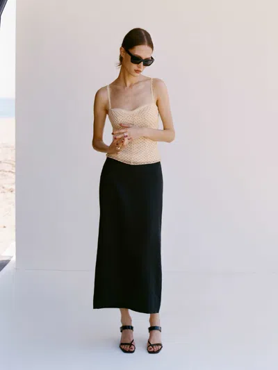 Reformation Petites Lydia Linen Skirt Black 4p