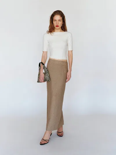Reformation Petites Lydia Linen Skirt Natural 10p In Brown
