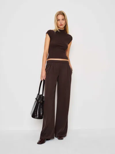 Reformation Petites Marion Low Rise Pant In Brown