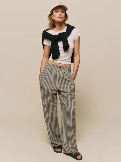 Reformation Petites Mason Pant In Slate Stripe