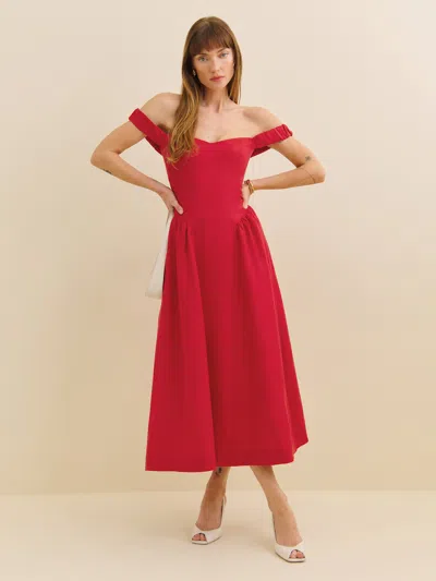 Reformation Petites Monet Linen Dress In Rouge