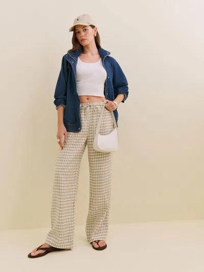 Reformation Petites Olina Linen Pant In Dunes Check