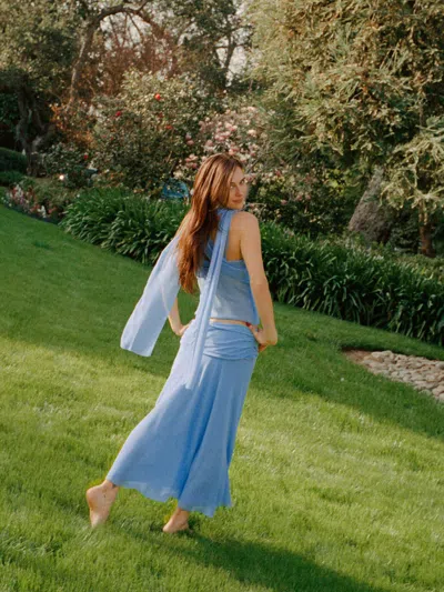 Reformation Petites Olivia Low Waist Skirt In Ice Water