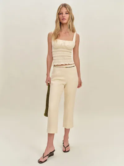 Reformation Petra Linen Low Rise Pedal Pusher Pant