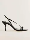 Reformation Petunia Heeled Sandal In Black Leather