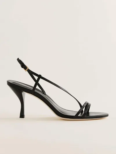 Reformation Petunia Heeled Sandal In Black Leather