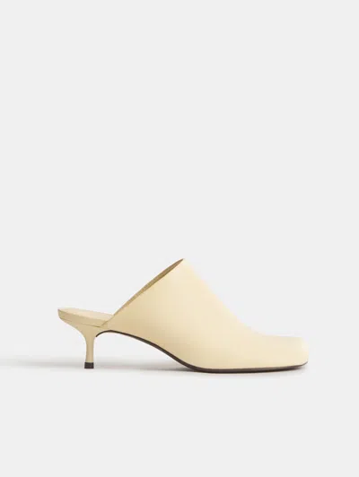 Reformation Phadra Heeled Mule Ivory 10.5 In Neutral