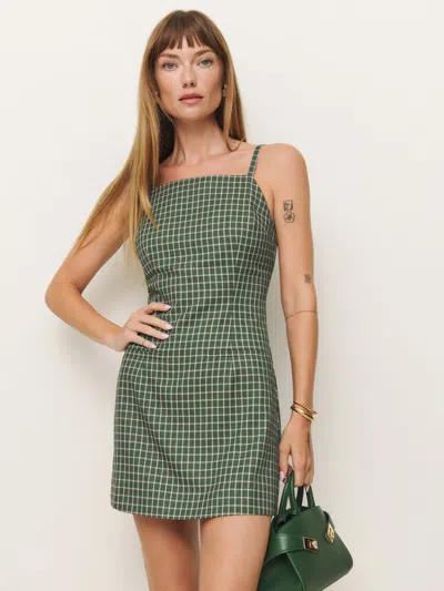 Reformation Phillipa Dress In Green Check