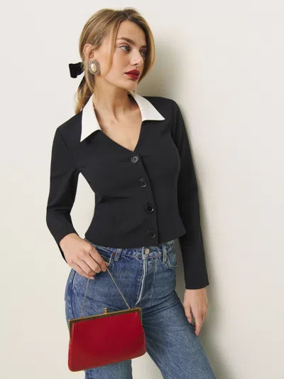 Reformation Pia Knit Top In Black