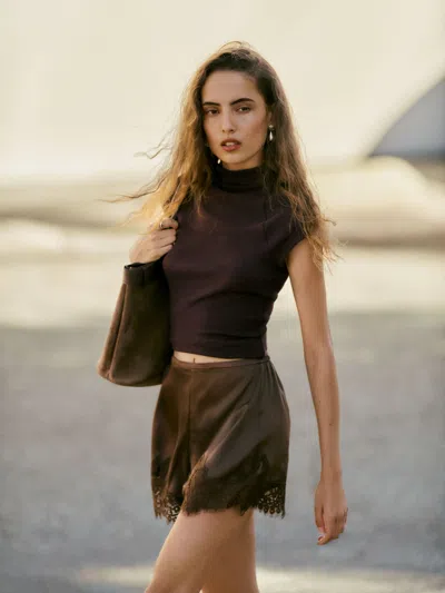 Reformation Pien Knit Top In Brown