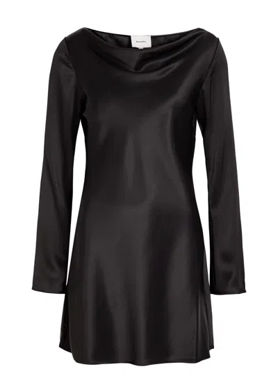 Reformation Pike Draped Satin Mini Dress In Black