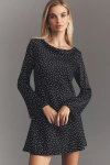 Reformation Pike Long-sleeve Satin Mini Dress In Black