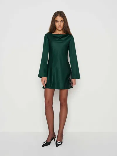 Reformation Pike Satin Dress In Green