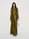 Reformation Pike Silk Maxi Dress In Green