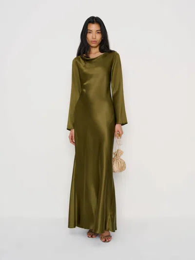 Reformation Pike Silk Maxi Dress In Green