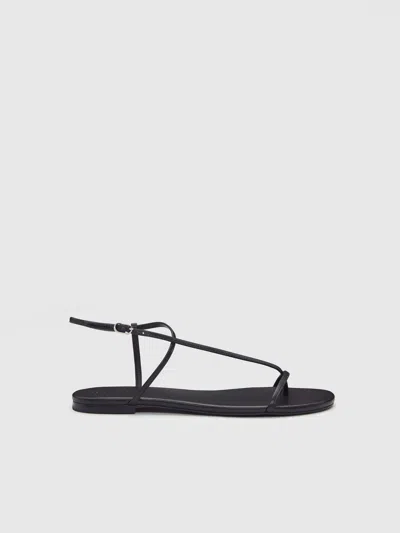 Reformation Pina Flat Sandal Black Leather 10.5