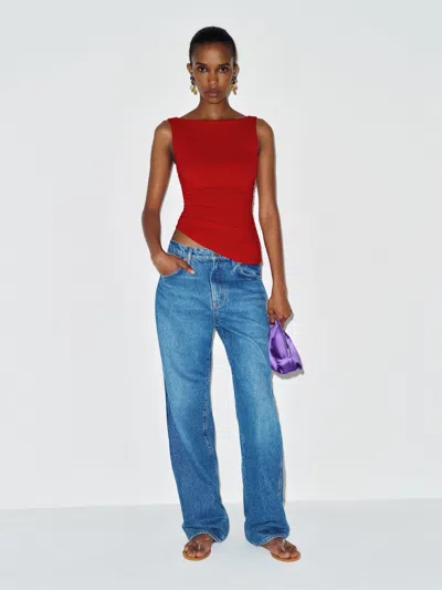 Reformation Piper Knit Top Red Large