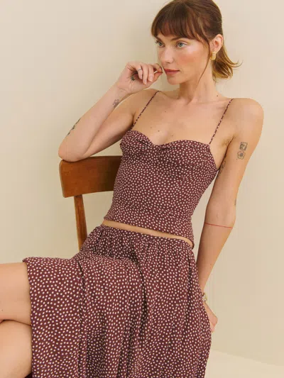 Reformation Pixie Top In Choco Dot