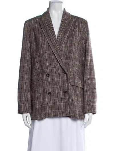 Pre-owned Reformation Plaid Print Blazer In Brown