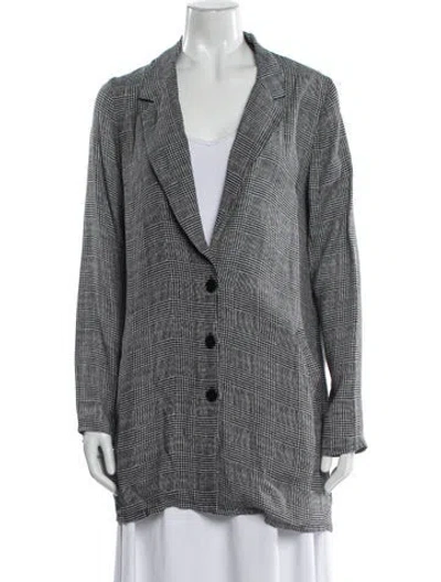 Pre-owned Reformation Plaid Print Blazer In Gray