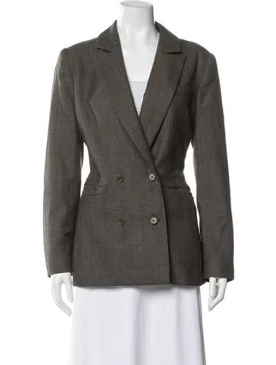 Pre-owned Reformation Plaid Print Blazer In Green