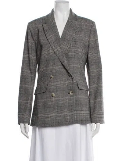 Pre-owned Reformation Plaid Print Blazer In Grey
