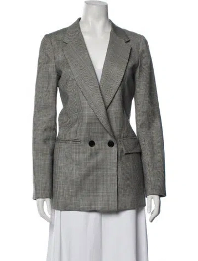 Pre-owned Reformation Plaid Print Blazer In Grey