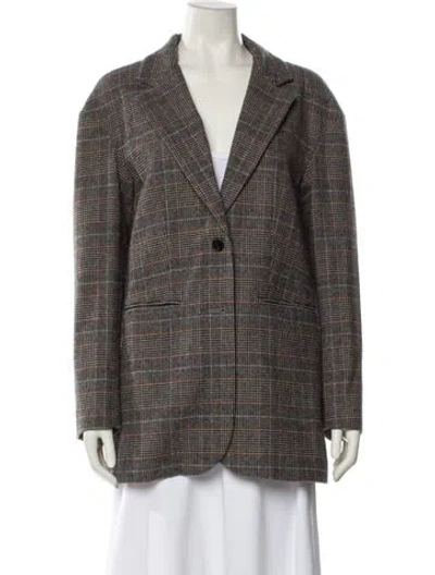 Pre-owned Reformation Plaid Print Blazer In Multi