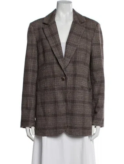 Pre-owned Reformation Plaid Print Blazer In Multicolor