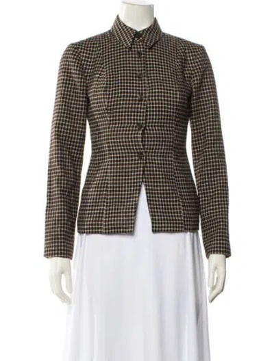 Pre-owned Reformation Plaid Print Blazer In Neutral
