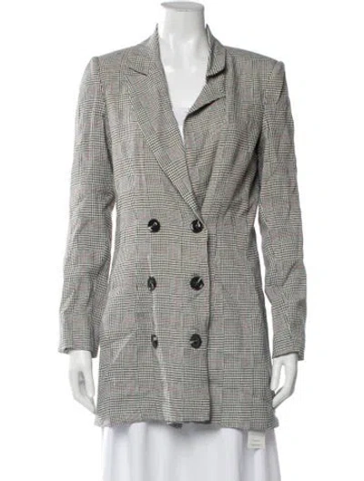 Pre-owned Reformation Plaid Print Blazer In White