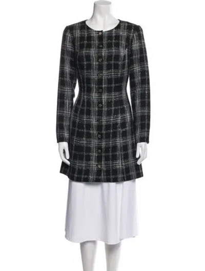 Pre-owned Reformation Plaid Print Coat In Black
