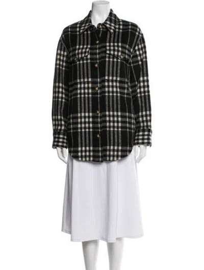 Pre-owned Reformation Plaid Print Coat In Black