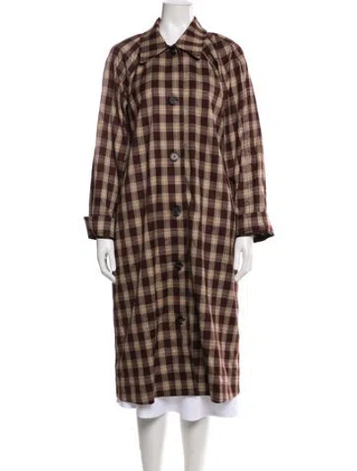 Pre-owned Reformation Plaid Print Coat In Brown