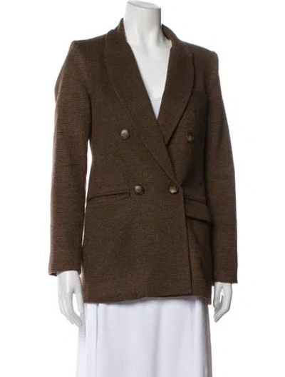 Pre-owned Reformation Plaid Print Coat In Brown