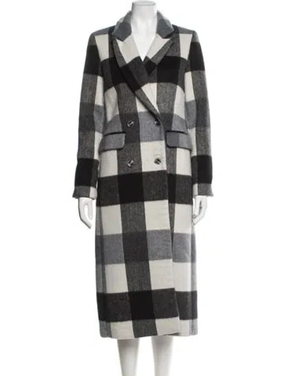 Pre-owned Reformation Plaid Print Coat In Grey