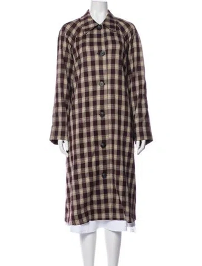 Pre-owned Reformation Plaid Print Coat In Multi