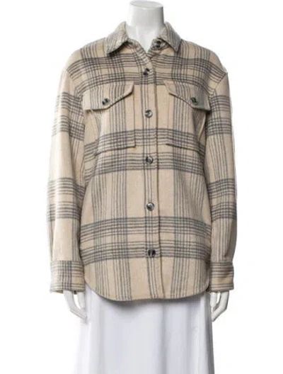 Pre-owned Reformation Plaid Print Coat In Neutral