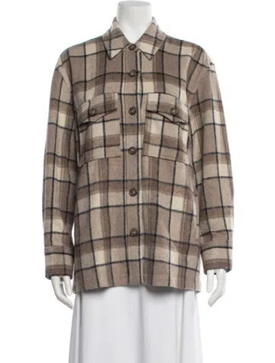 Pre-owned Reformation Plaid Print Coat In Neutral