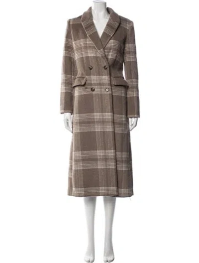 Pre-owned Reformation Plaid Print Coat In Neutral