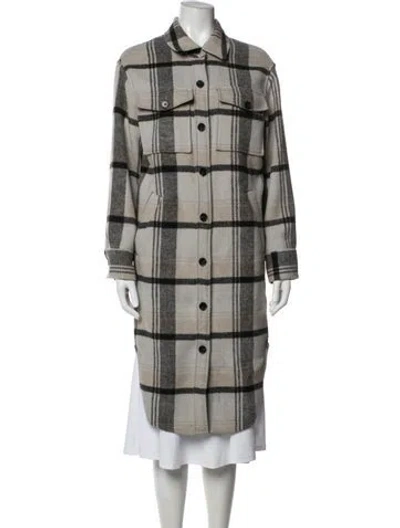 Pre-owned Reformation Plaid Print Coat In Neutrals