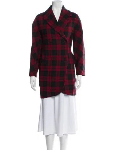 Pre-owned Reformation Plaid Print Coat In Red