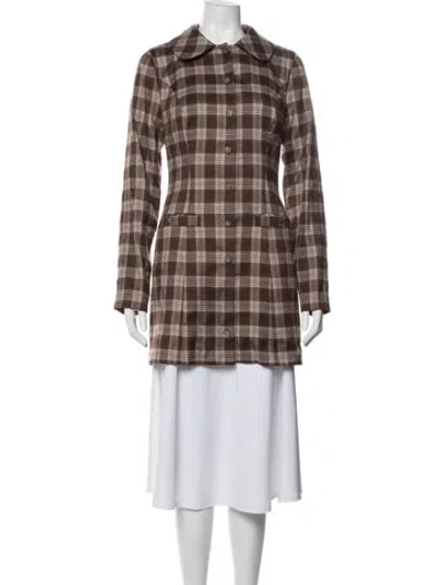 Pre-owned Reformation Plaid Print Coat W/ Tags In Brown