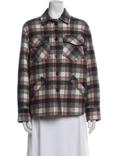 Pre-owned Reformation Plaid Print Jacket In Black