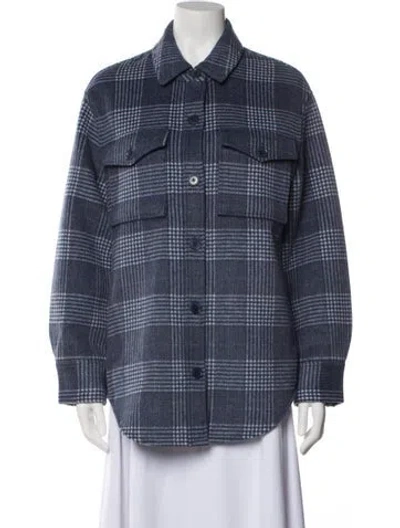 Pre-owned Reformation Plaid Print Jacket In Blue