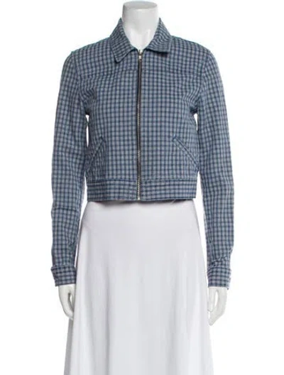 Pre-owned Reformation Plaid Print Jacket In Blue