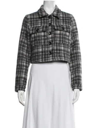 Pre-owned Reformation Plaid Print Jacket In Grey