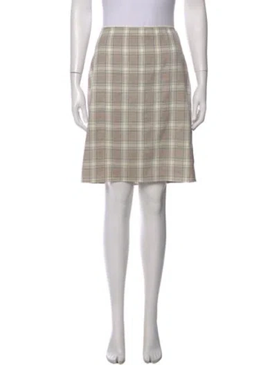Pre-owned Reformation Plaid Print Knee-length Skirt In Neutral