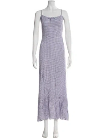 Pre-owned Reformation Plaid Print Long Dress In Purple