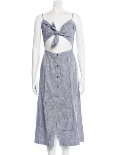 Pre-owned Reformation Plaid Print Midi Length Dress In Blue